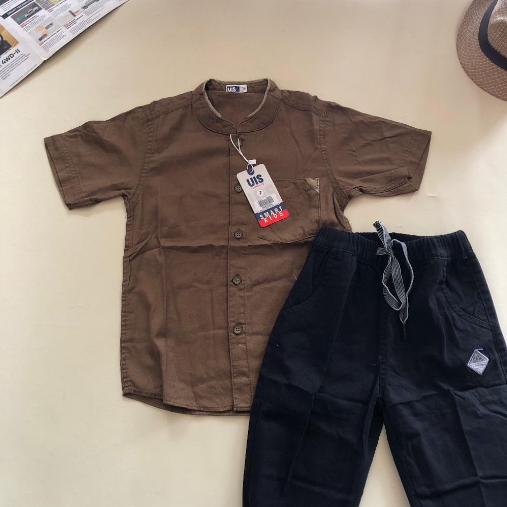 setelan UIS anak kemeja pendek celana panjang