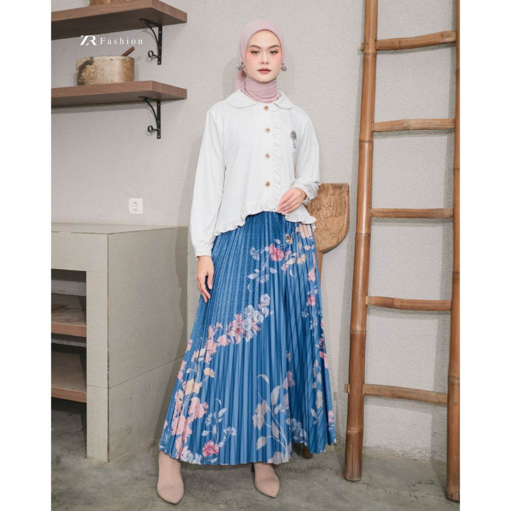 ZR Fashion - Rok Plisket Motif Ester - Material Velvet Mongly