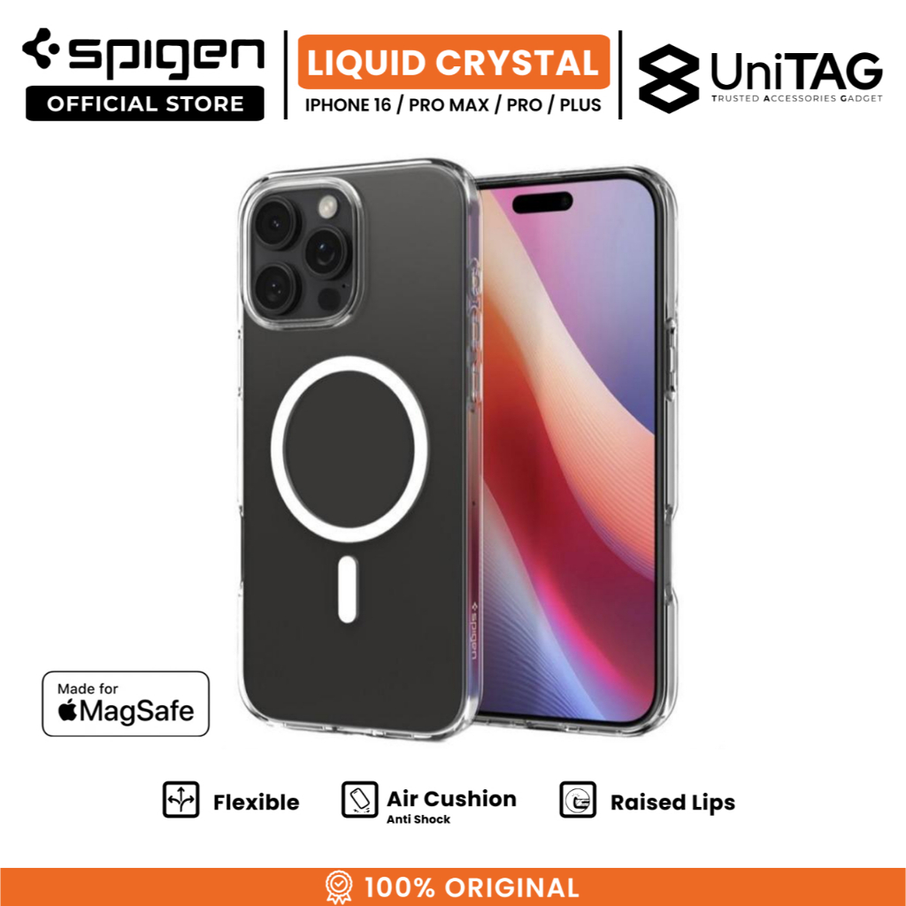 SPIGEN Case iPhone 16 Series Pro Max Plus Liquid Crystal MagSafe MagFit Clear Soft Casing Anti Shock