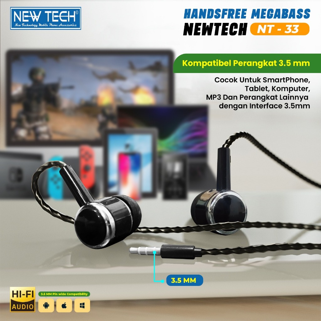 HEANDSFREE/HEADSET/HF MEGABASS NEWTECH NT-33