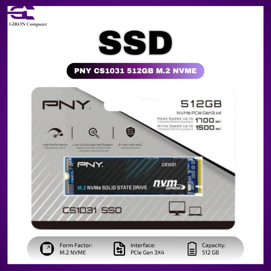 PNY SSD CS1031 512GB M.2 NVME Gen 3X4