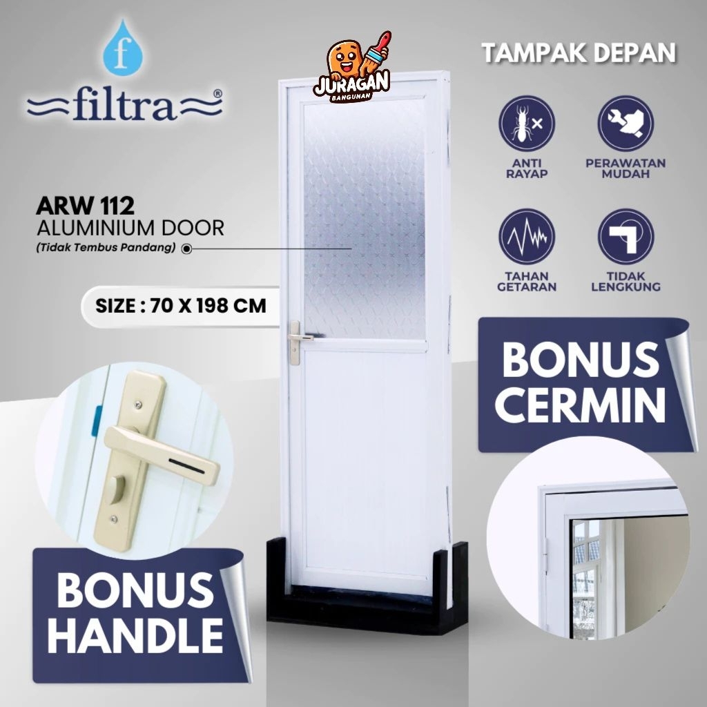 FILTRA Pintu Aluminium FDAW 112 | Pintu Toilet | Pintu WC | Pintu Kamar Mandi Cermin