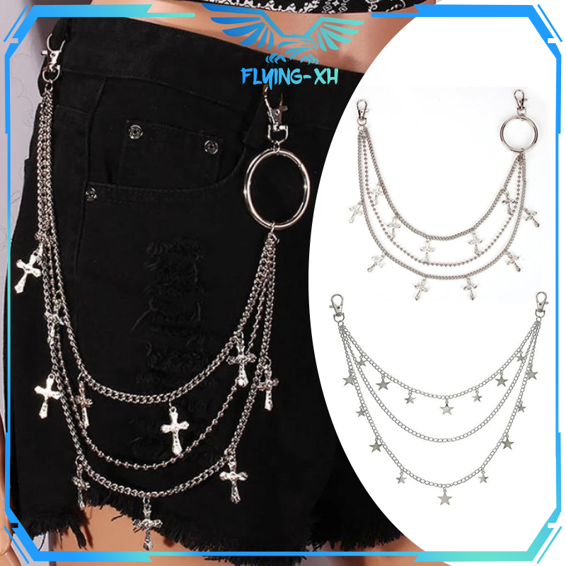 Chain Celana 3 Layer Rantai Celana Punk Unisex Rante Celana Denim Rantai Celana Vintage Aksesoris Ra