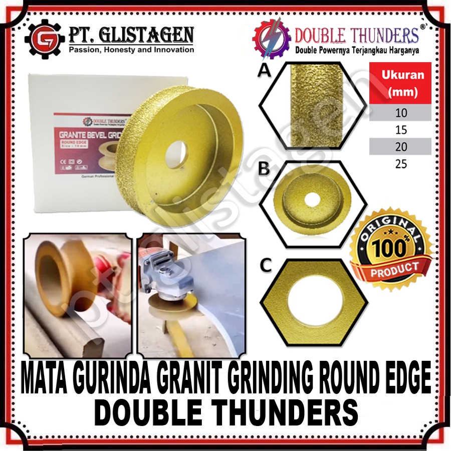 DT Mata Gurinda Granite Bevel Grinding ROUND Edge 3" inch Mata Gerinda Pinggul Bevel Granit Grinding