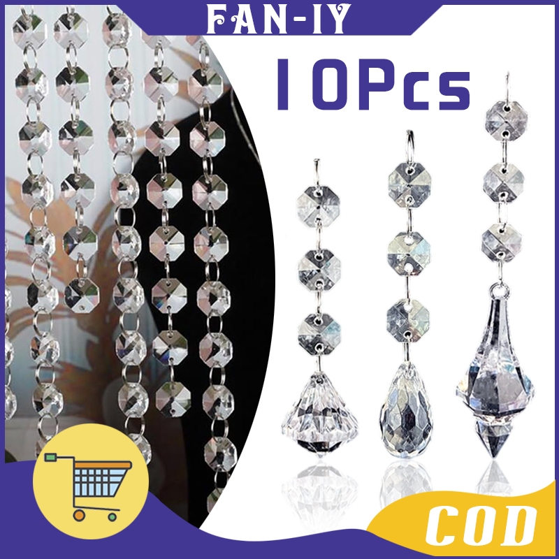 10Pcs Tirai Manik Kristal Kaca Tirai Manik Kristal Mengkilap Tirai Crystal Acrylic