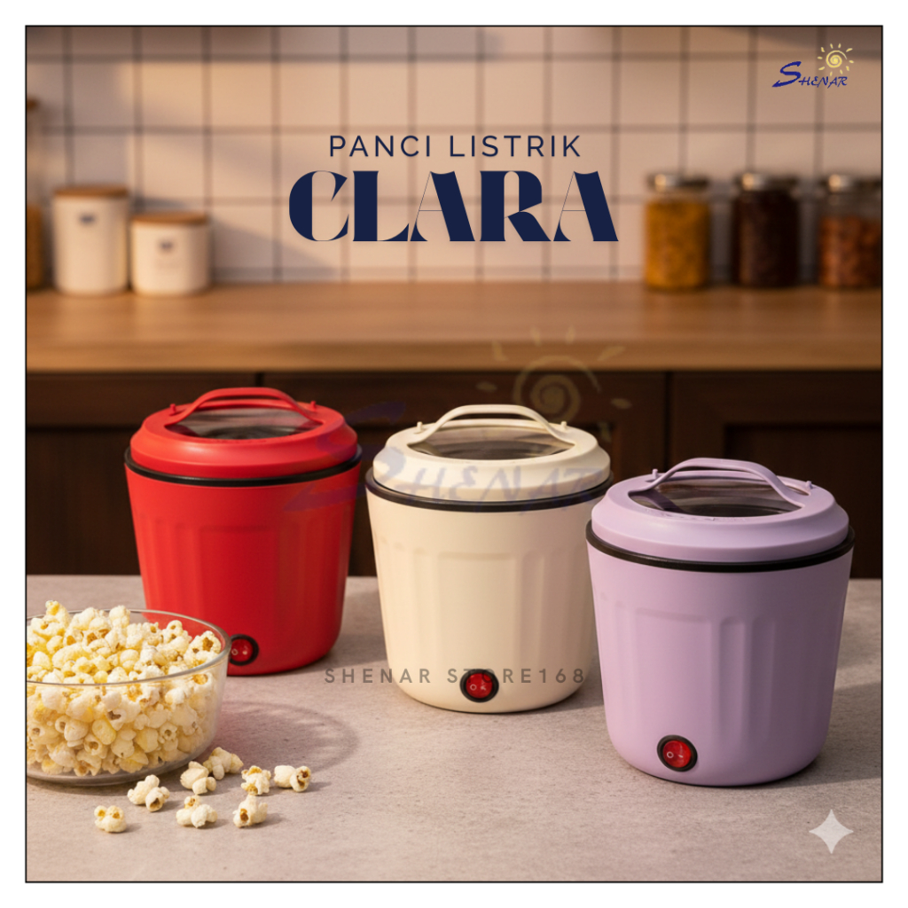 Panci Elektrik Mini Multifungsi Masak/Kukus Nasi Portable Panci Listrik 1.2L Low Watt Clara Elektrik