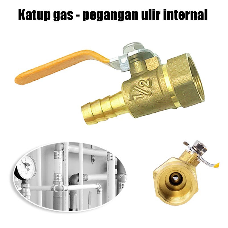 1/2 Inch Kran Gas Stop Kran Gas Drat Dalam Drat Luar Pipa Tembaga Sambungan Stop Kran Full Brass Kun