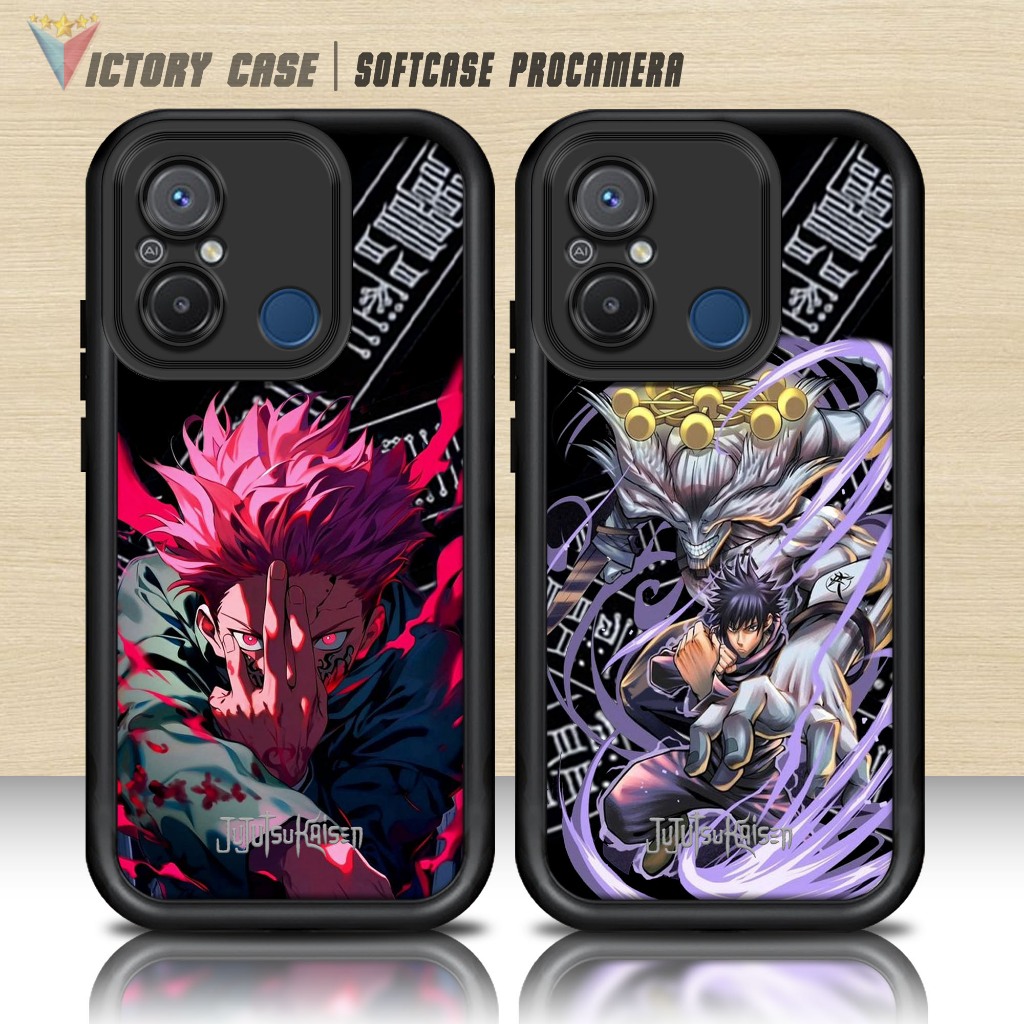 Softcase Glass kaca untuk REDMI 12C JUJUTSU KAISEN NW Casing Handphone Case Procamera