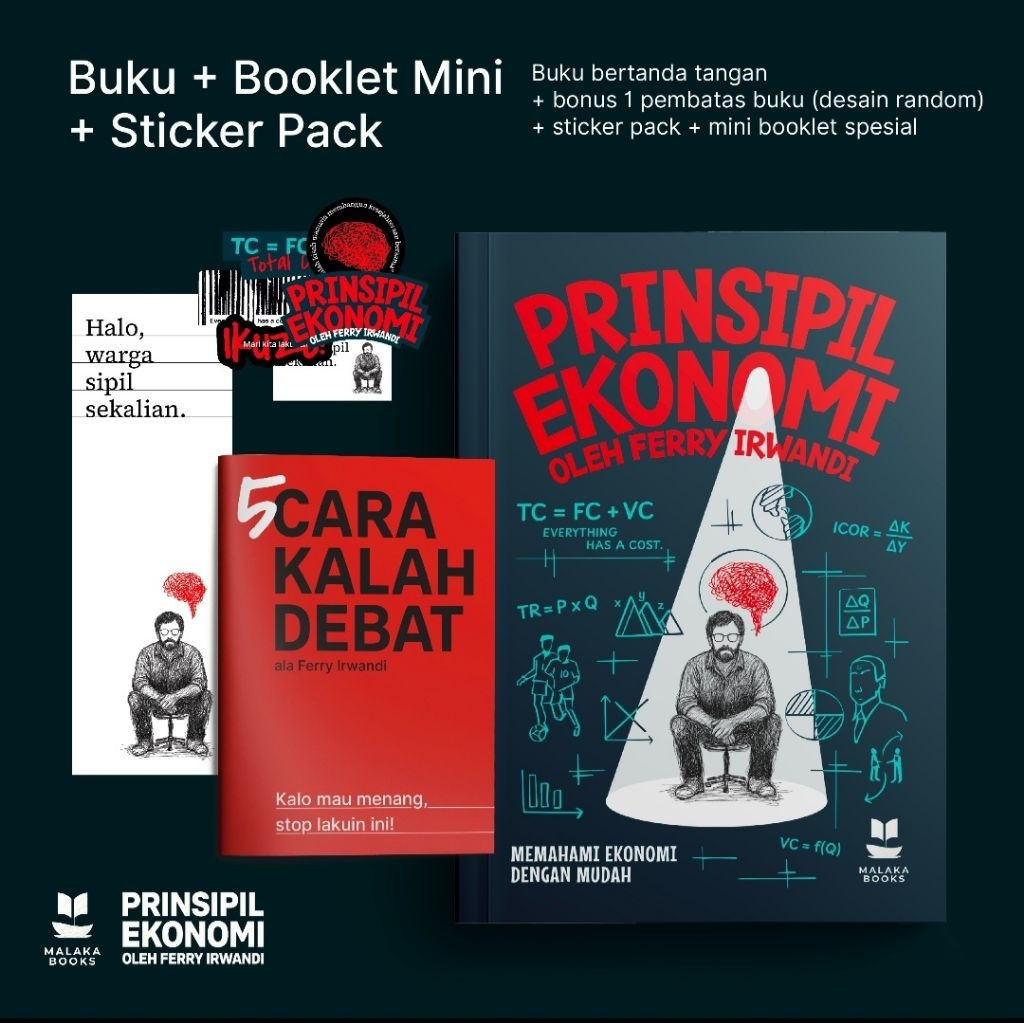BUKU "PRINSIPIL EKONOMI" OLEH FERRY IRWANDI + BOOKLET + STICKER PACK