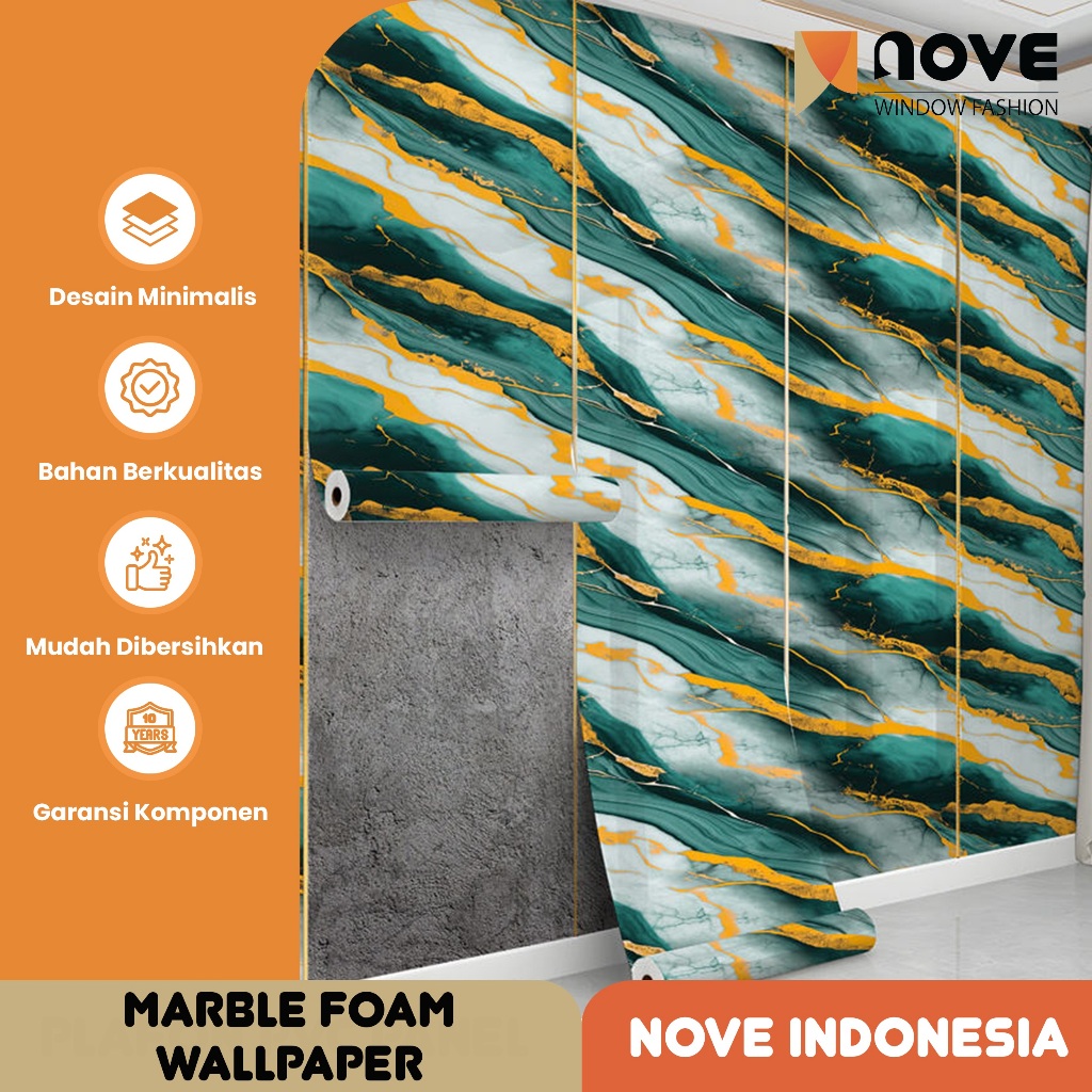 NOVE - Marmer Foam Wallpaper - Marble Foam Sticker Dinding - Wallpaper Motif - 1 Roll - 120 cm X 280