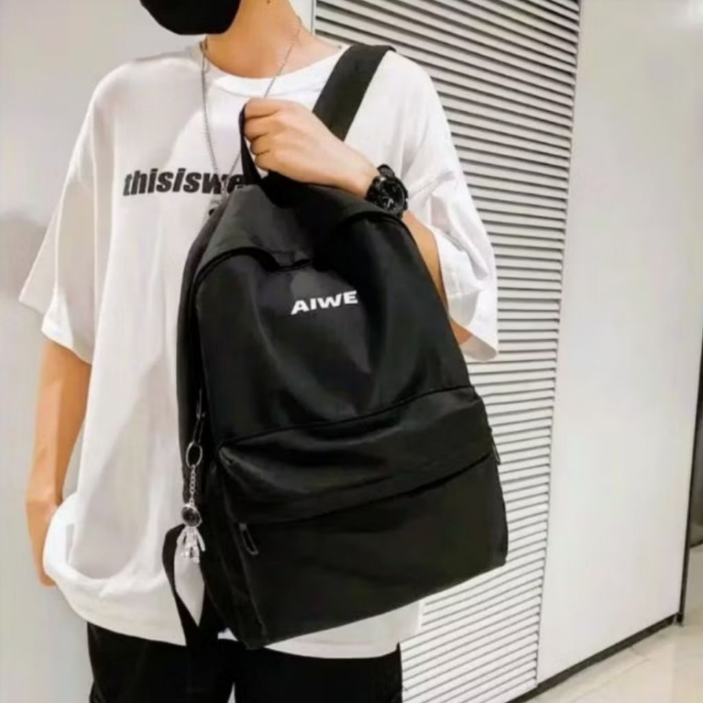 mp08 - Tas Rangsel Backpack Aiwe Fashion Tas Rangsel Pastel Riby Korean Nilon Backpack Polos Tas