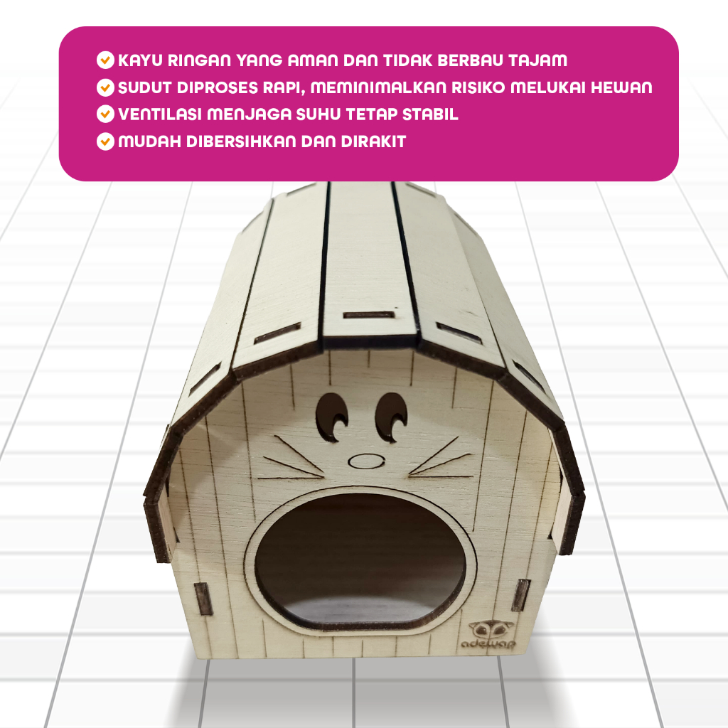ADEWAP GLIDER House Cabin  Laser Cut Rumah Kayu Sugar Glider Hamster Marmut Tempat Bersembunyi & Bermain Hewan Kecil