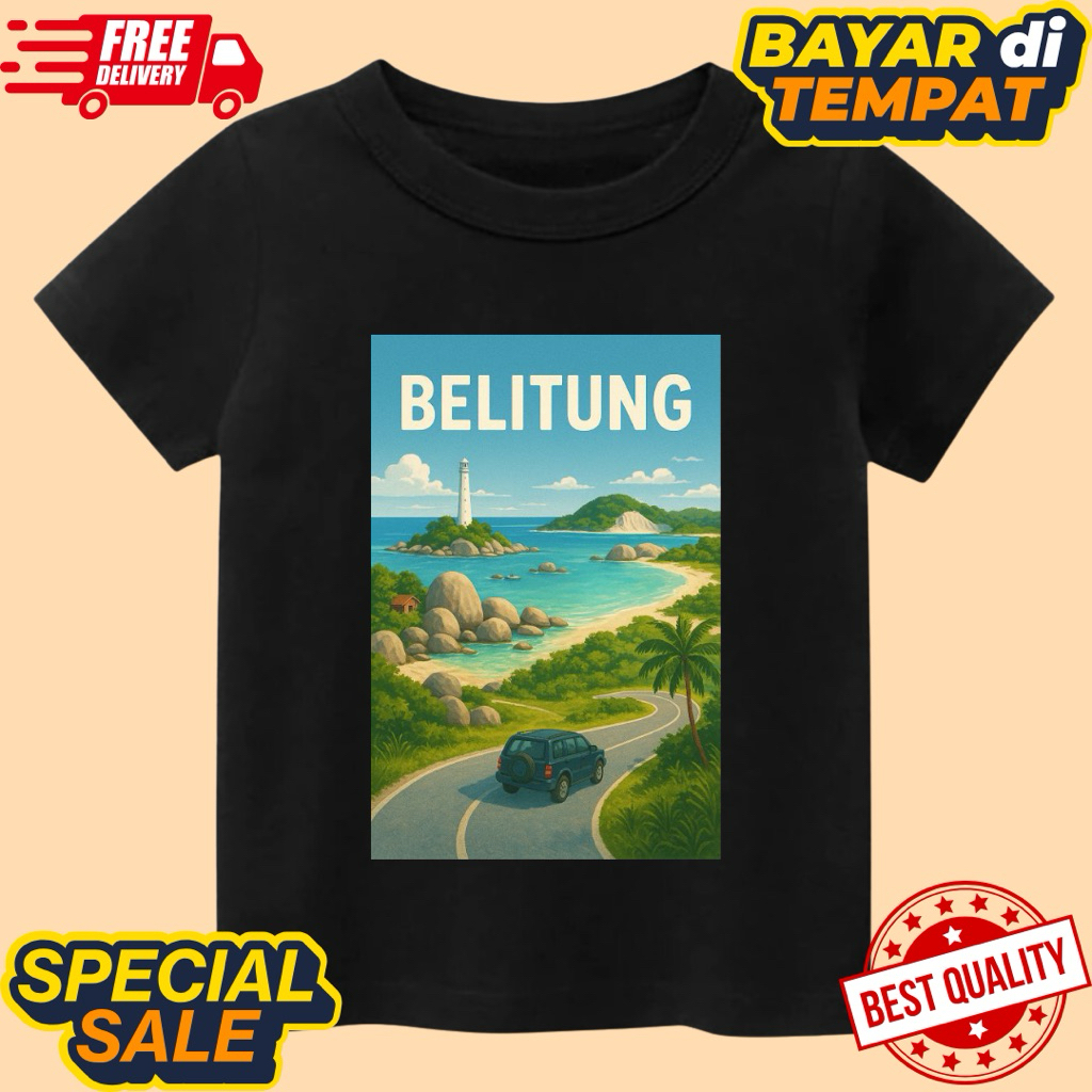kaos anak unisex lengan pendek kaos oleh oleh souvenir khas BELITUNG