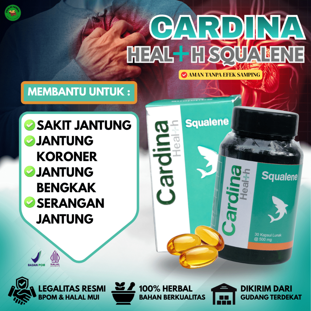 Cardina Health Squalene Herbal Untuk Sakit Jantung, Herbal Jantung Koroner, Jantung Bengkak, Penyumb