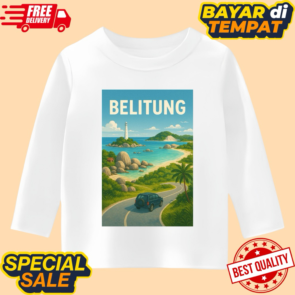kaos anak unisex lengan panjang kaos oleh oleh souvenir BELITUNG