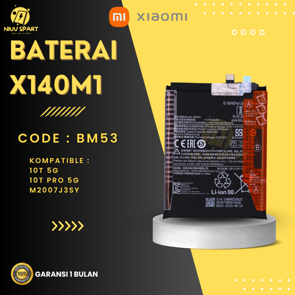 BATERAI BATTERY XIAOMI BM53 XIAOMI REDMI MI 10T/MI 10T PRO DOUBLE [IC POWER] ORIGINAL