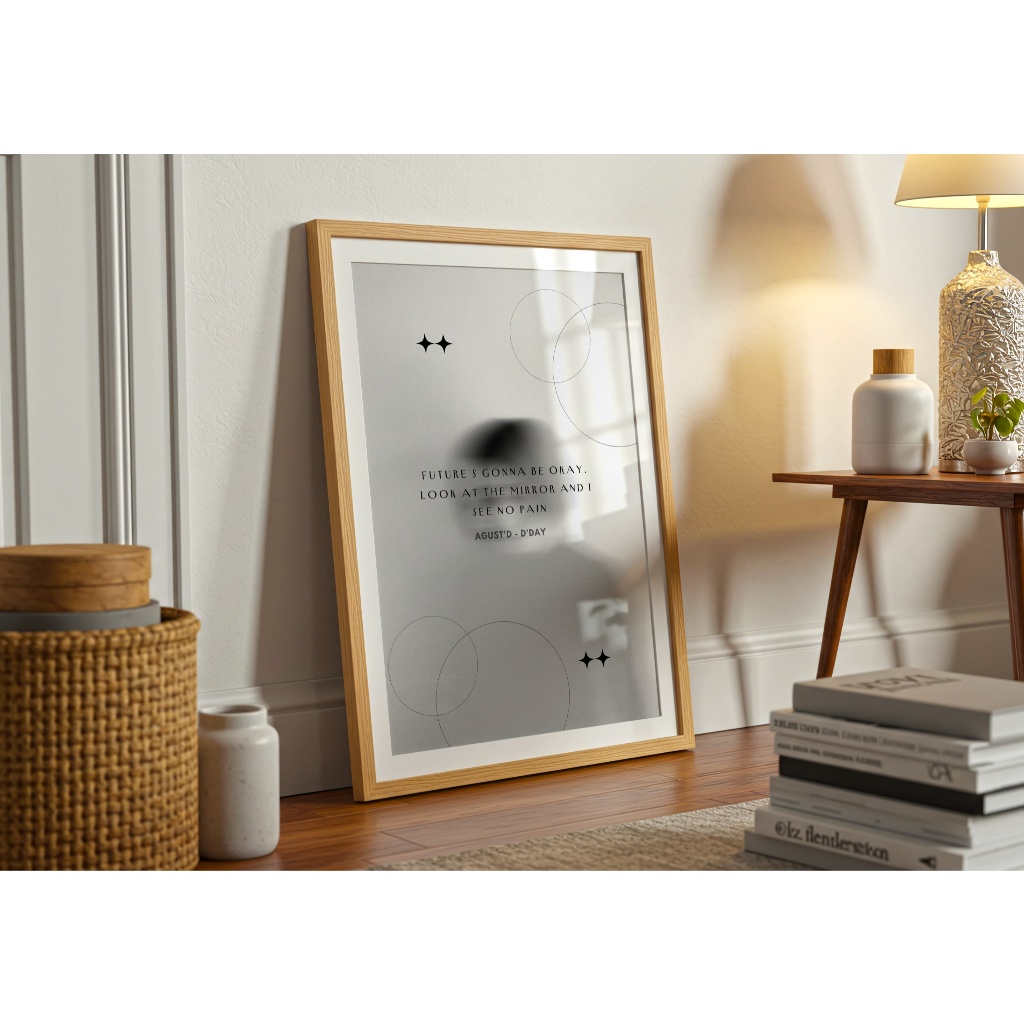 HIASAN DINDING KPOP AGUSTD SUGA BTS D-DAY LIRIK POSTER DIGITAL PRINT WALL ART | BISA CETAK + FRAME M