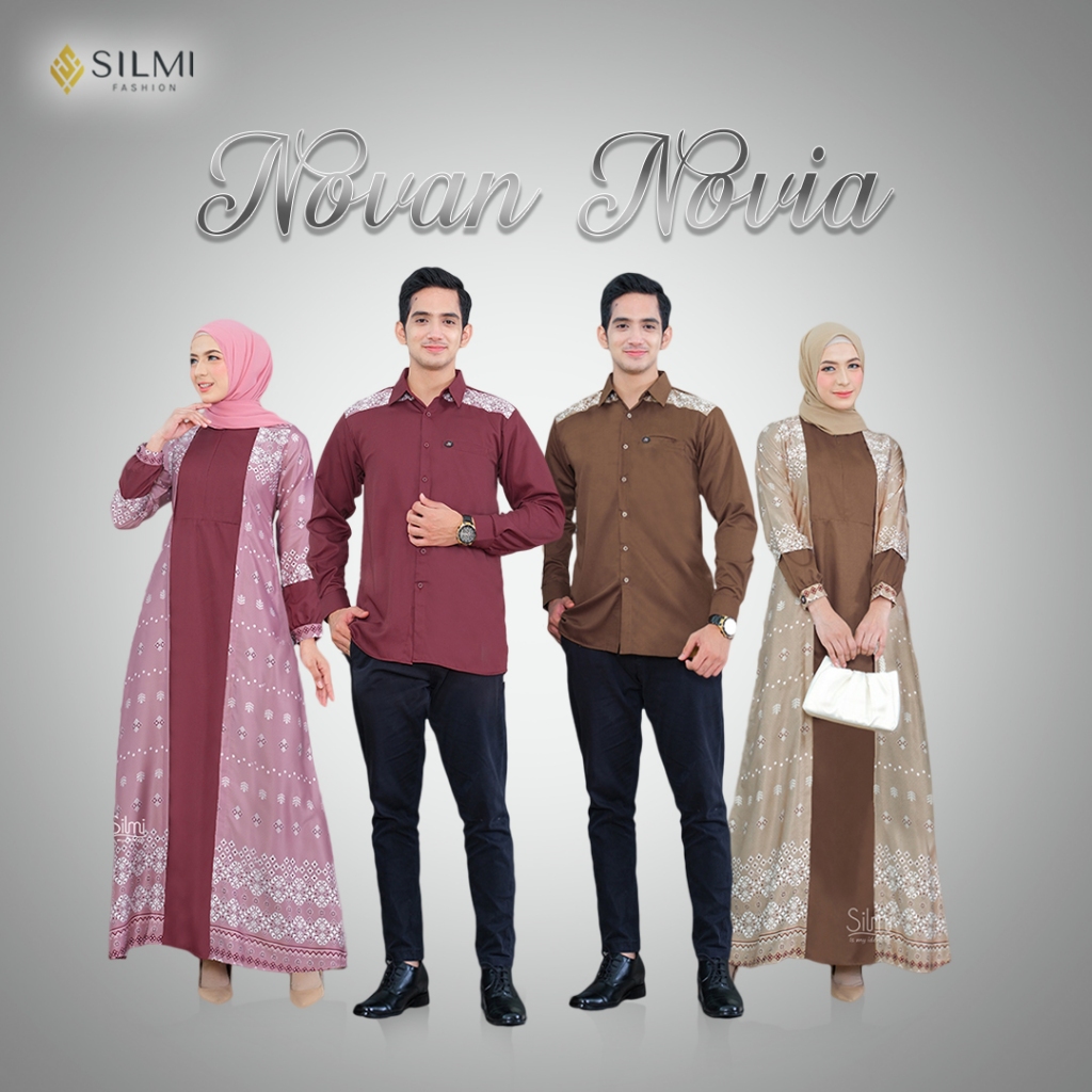 SILMI - Baju Gamis Couple Pasangan Kondangan Katun Madinah Novan Novia
