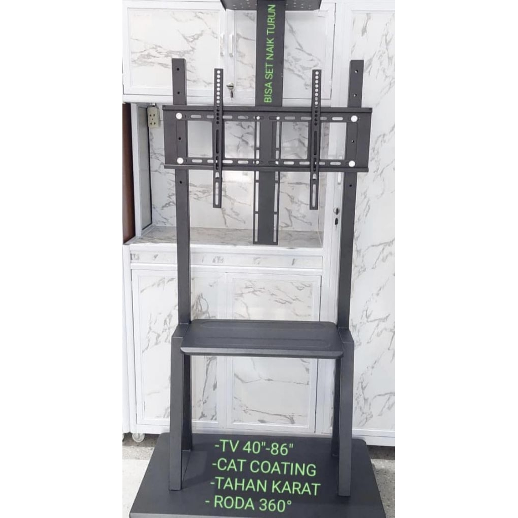Braket tv ukuran 40-86 inchiCat coating tahan karat roda 360`Bisa set naik turunWmx 007-4Harga promo