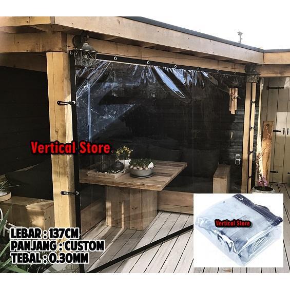 Tirai Outdoor Gulung Custom / Krei Bening Gulung Penahan Hujan Meteran