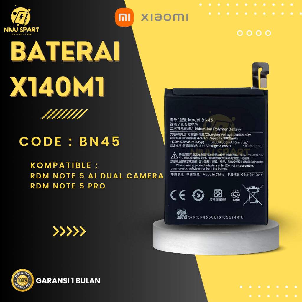 BATERAI BATTERY XIAOMI BN45 XIAOMI REDMI NOTE 5 / NOTE 5 PRO DOUBLE [IC POWER] ORIGINAL