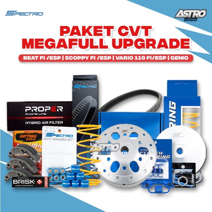 Mega Super Full Upgrade CVT Beat Fi ESP Scoopy Fi ESP Genio Vario 110 Karbu Scoopy Per CVT Spectro