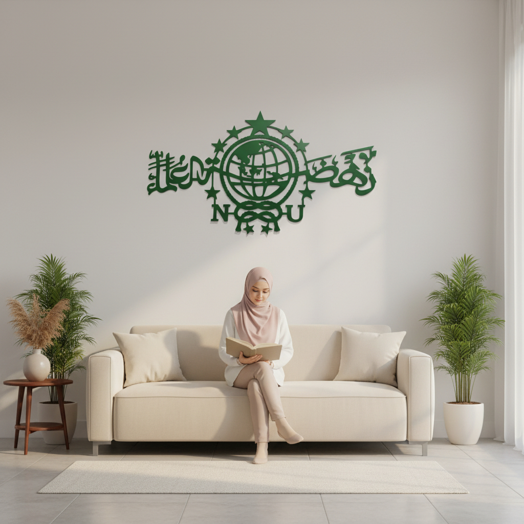 Logo NU Timbul Kayu Plywood 6mm Premium 40x80 cm - Pajangan Dinding Besar