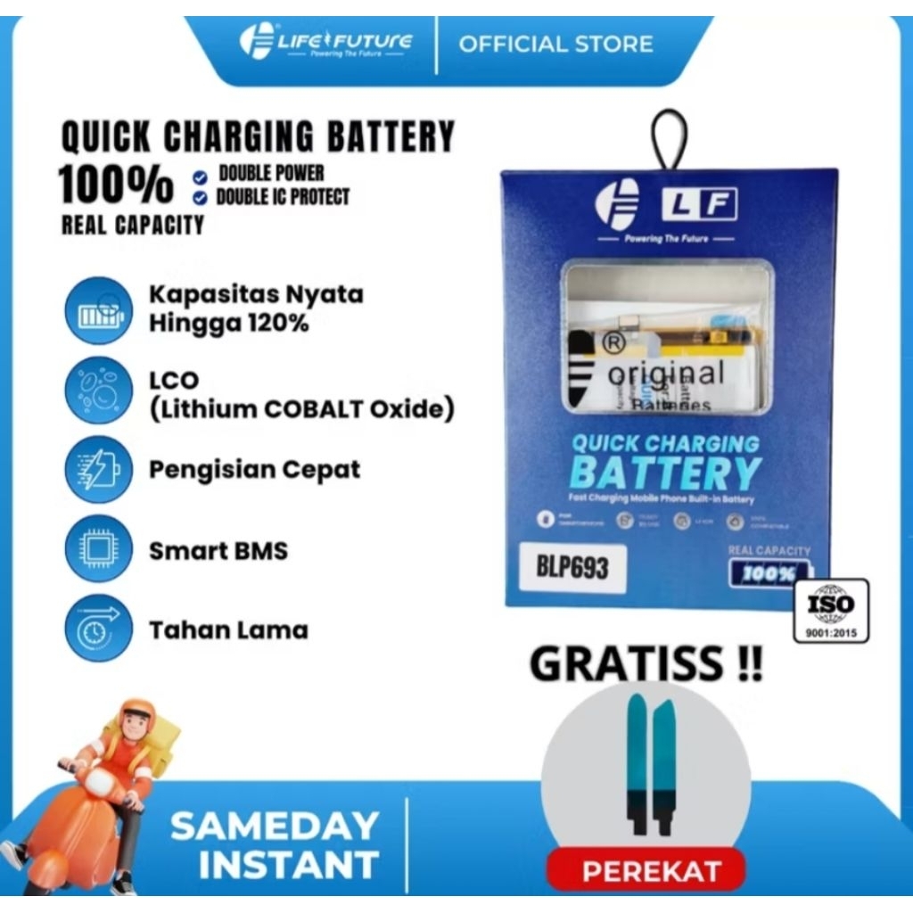 BATRE BATERAI BATTERY BLP 693 LIFE FUTURE DOUBLE POWER ORIGINAL LIFE FUTURE