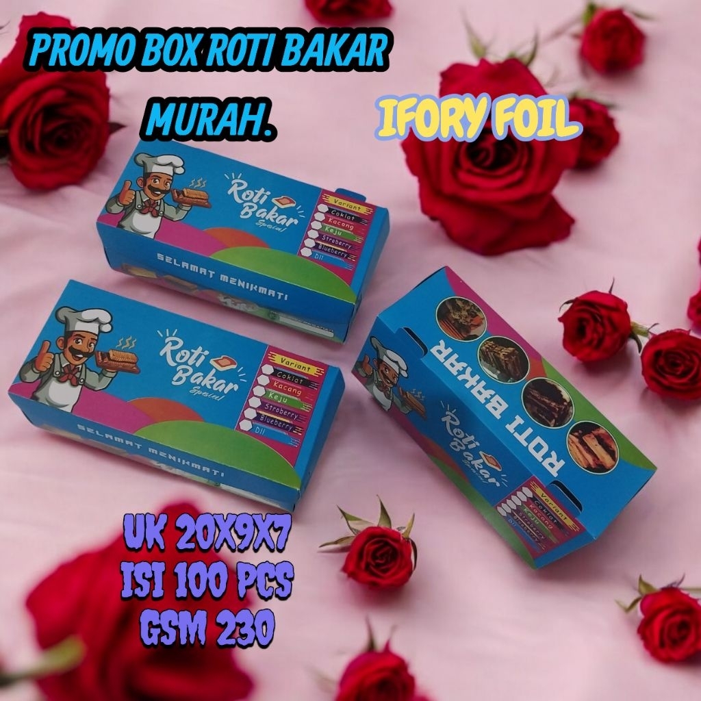PROMO KEMASAN 100 PCS DUS BOX ROTI BAKAR IFORY FOUL UK 20X9X7//box roti bakar//dus roti bakar//kemas