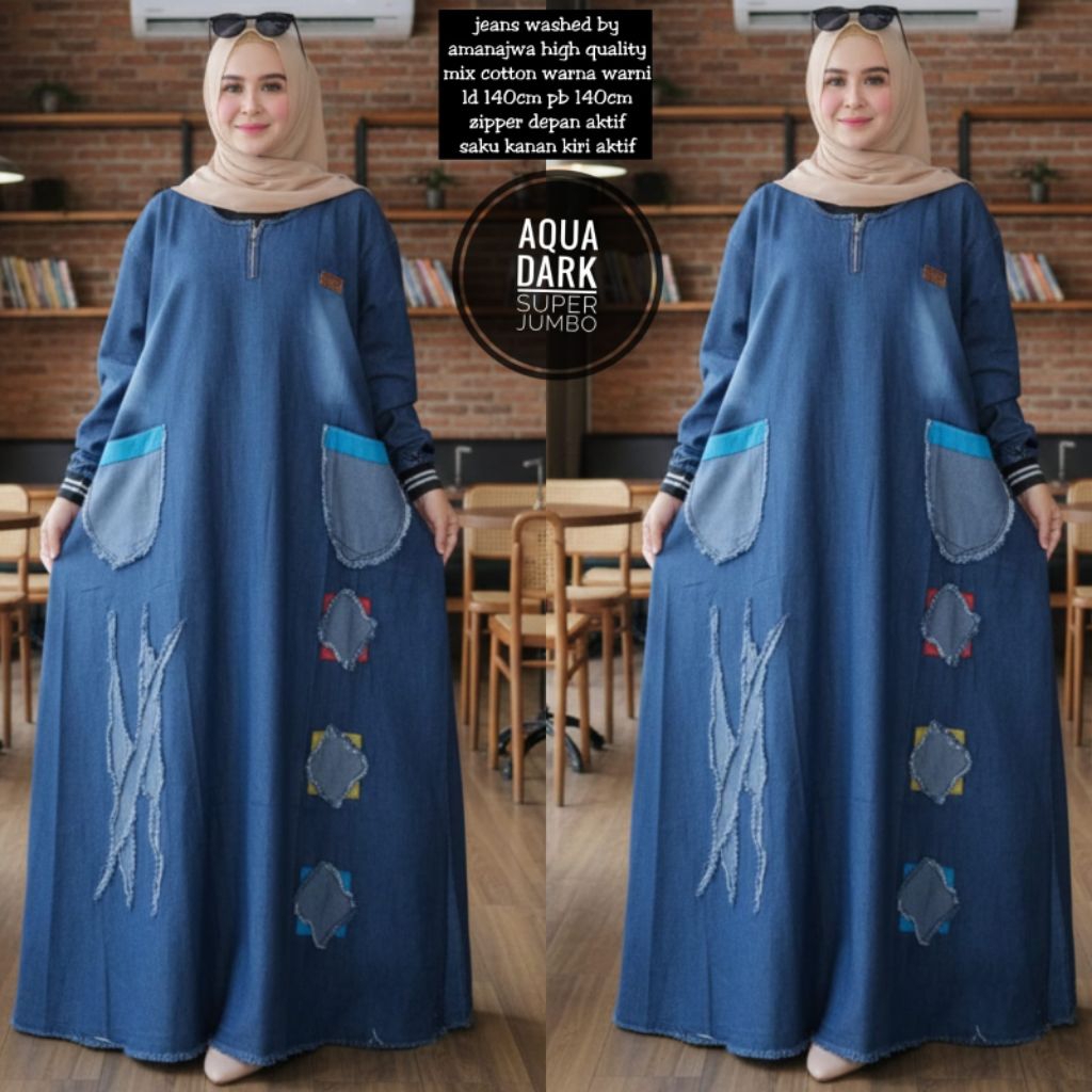 JUMBO LD 140 cm  AQUA GAMIS BAJU WANITA BY AMANAJWA