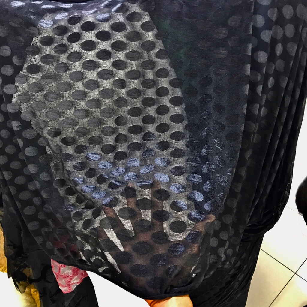 Kain Brukat tile stretch hitam import garmen   Harga per 1/2m