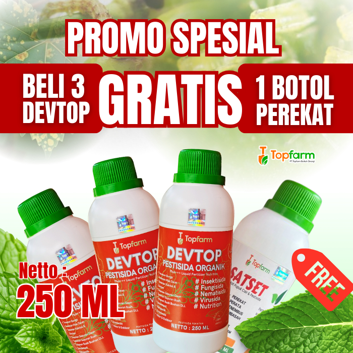 Obat Hama Pestisida Organik Devtop Topfarm / Paket Promo Beli 3 Free 1 / Devtop Pestisida Organik Te