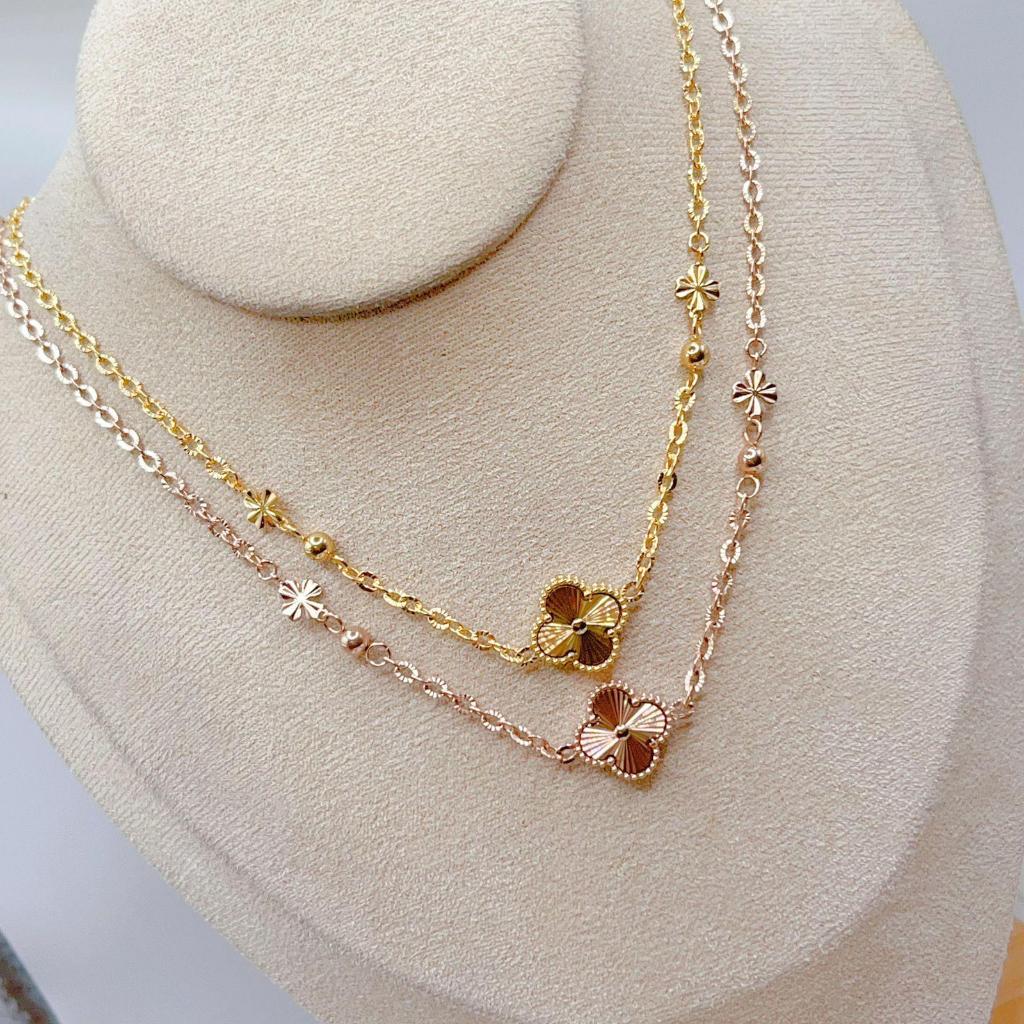 Kait Lobster Embos 750 - Kalung Clover Shimer Gold Rantai Nori Ukir Titanium