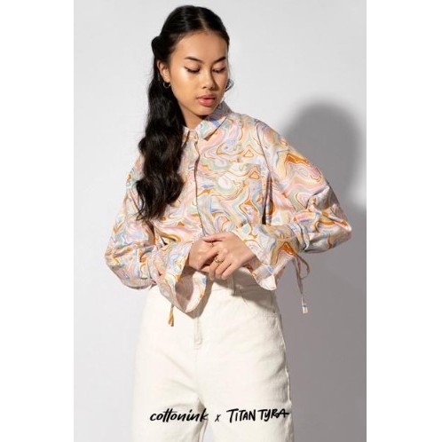 [PRELOVED] Cottonink X Titan Tyra Devon Paddle Shirt / Atasan Kemeja Wanita Lengan Panjang / Best Se