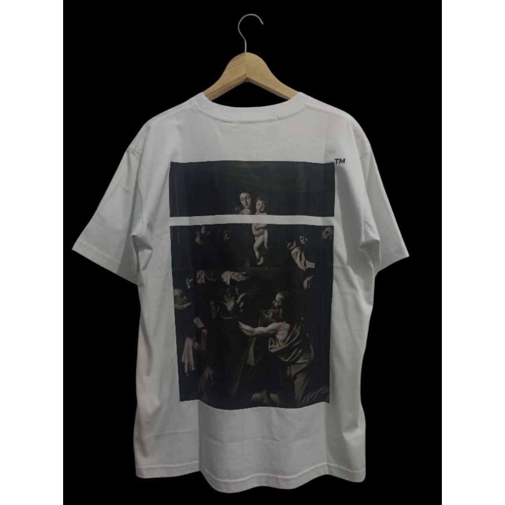 preloved kaos t-shirt off white ow putih size L