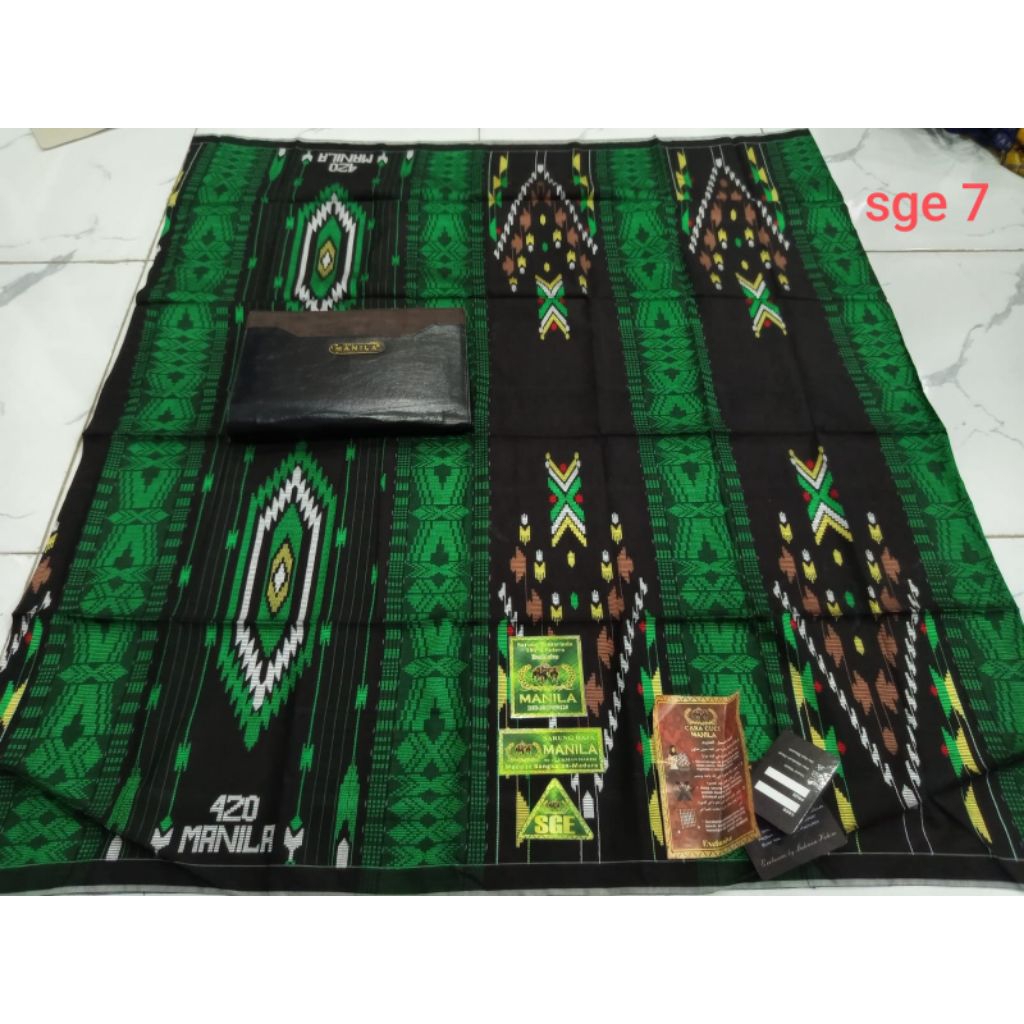 *Sarung Manila*Mutif SGE*Gold/ Full Sutra**Jahit tengah*Original*