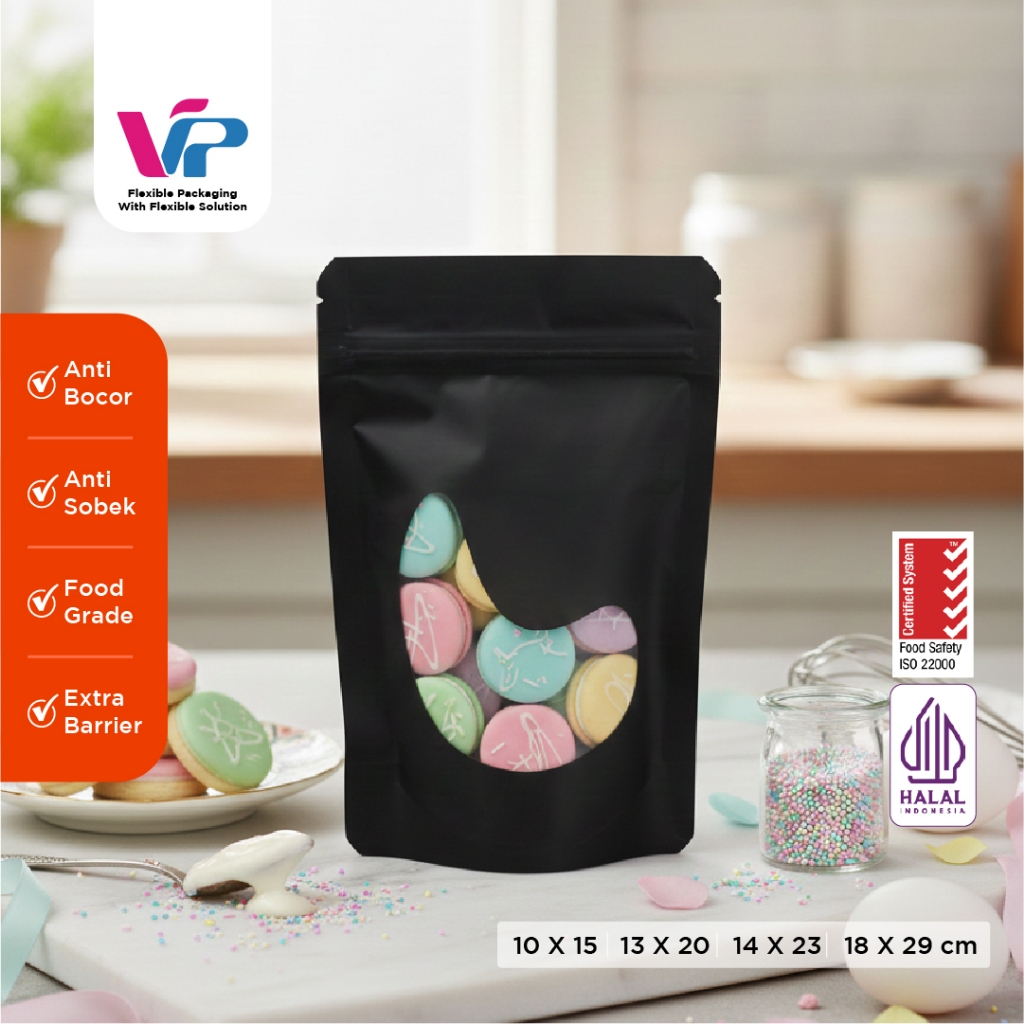 READY STOCK standing pouch window hitam 10x15