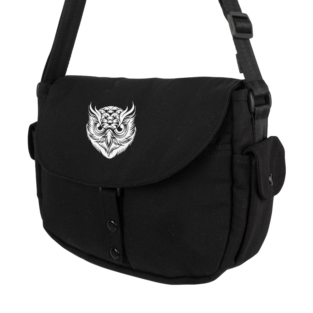 Troy Company Sling Bag Mini Messenger Bag Lucid Owl - Tas Selempang Hitam SBD 3385