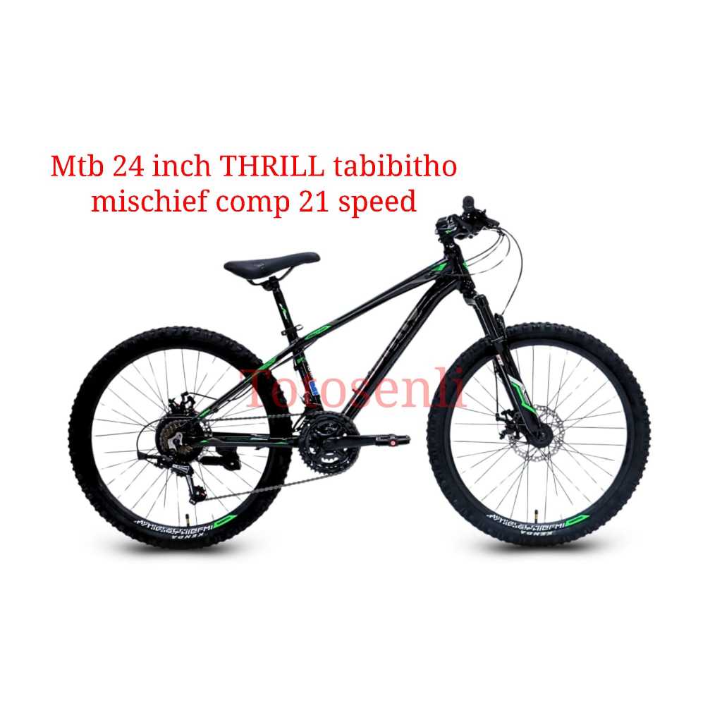 sepeda gunung mtb 24 inch thrill tabibitho mischief comp 21 speed frame alloy sepeda gunung