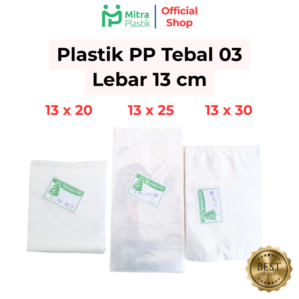 Plastik PP Lebar 13 Tebal 03 13x20 13x25 13x30 Kantong Plastik Bening Transparan
