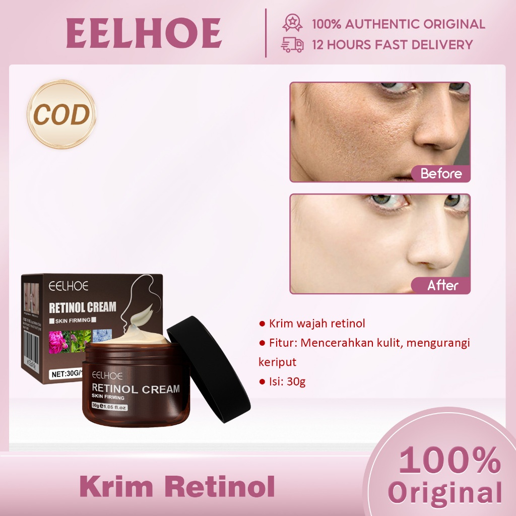Eelhoe Original Retinol Cream 30g Anti Aging Cream Anti-Penuaan Memudar Bintik Hitam Wajah  Meringan