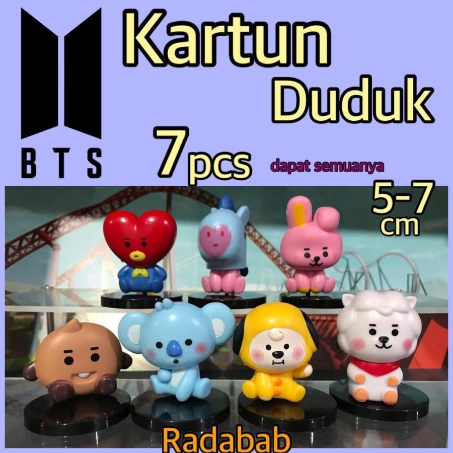 Figure BTS CARTOON Set isi 7 - BT21 Kartun - Pajangan / Topper Cake