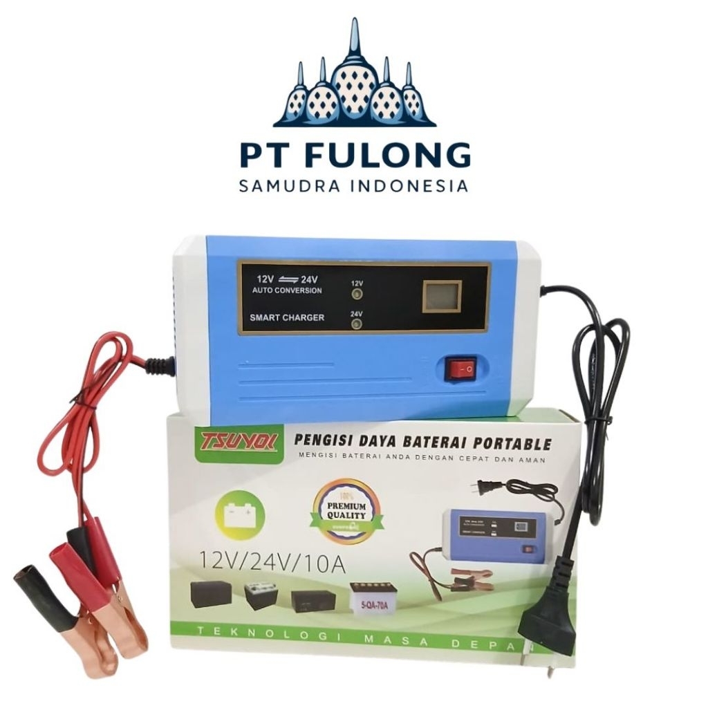 FULONGGER<CHARGER AKI PENGISI DAYA BATRE AKI MOTOR DAN MOBIL 12V/24V20AH-180AH