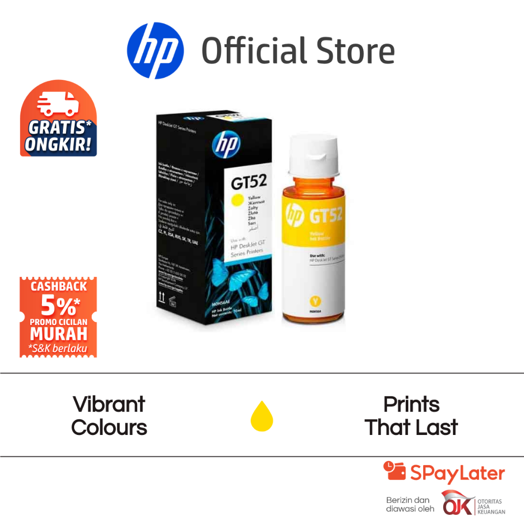 Tinta Printer HP Original GT52 Yellow / Cyan / Magenta / GT53 Hitam / Smart Tank 670 , 720 , 750 , 5
