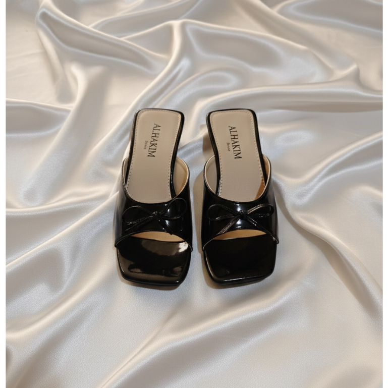 Sandal Wanita Hak Tahu Pita Korean Style - Alhakim Shoes MN Series Glossy Cantik & Empuk Hak 3CM
