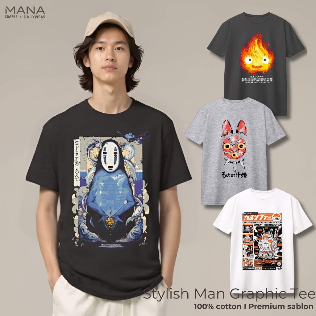 baju kaos pria cowok anime ghibli totoro keren - t shirt pria korean style - kaos baju oversize