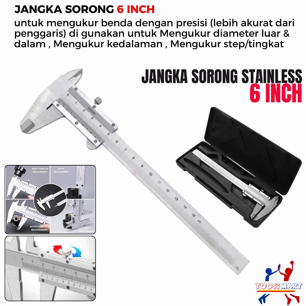 Jangka Sorong Stainless 6inch Vernier Caliper Sigmat Besi Manual