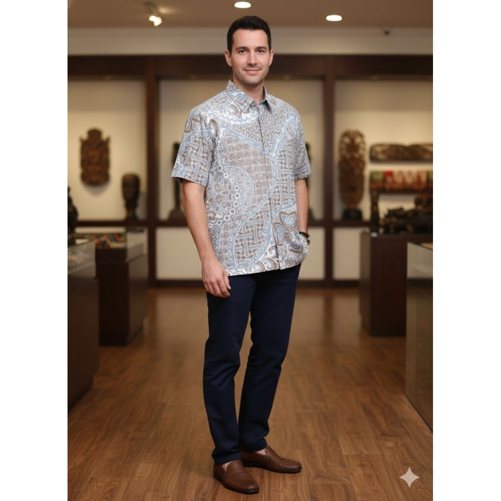 Hem batik pria bahan katun