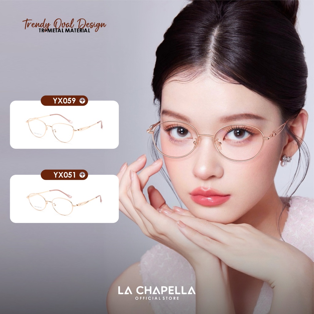 La Chapella Kacamata Minus Cat Eye Anti Radiasi Blueray Photocromic Frame Oval Korea Style TR90 Meta