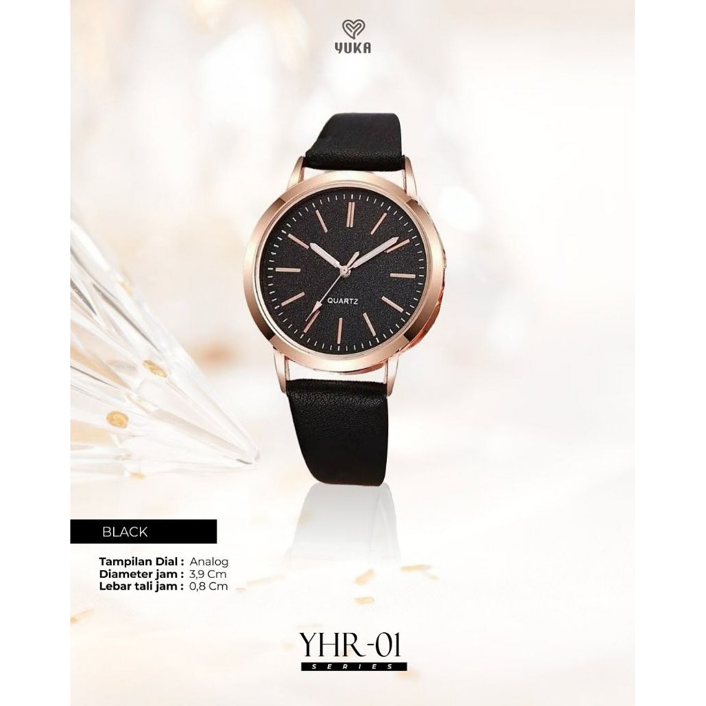 JAM TANGAN YUKA YHR 01 BLACK - JAM TANGAN MURAH - JAM TANGAN WANITA